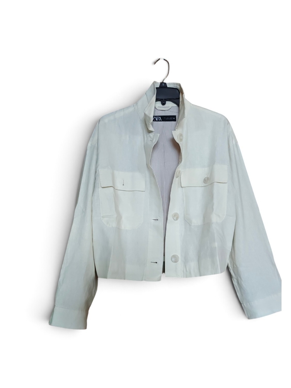 Zara Cream Utility Button-Front Jacket - Picture 3 of 3
